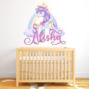 Unicorn Wall Decal - Custom Name Wall Decals - Magic Rainbow Wall Art Sticker - Nursery Wall Decor - Personalized Mural Kids Girls Bedroom