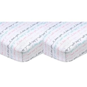 gerber baby boys girls neutral newborn infant baby toddler nursery 100% cotton fitted bedding crib sheet, i love you white, 28" x 52 (pack of 2)