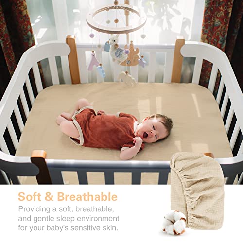 Metplus Soft and Breathable 100% Cotton Muslin Baby Crib Sheets for Mini Size Crib Mattress, 24 x 38 inches - Durable Baby Bedding for Boys and Girls