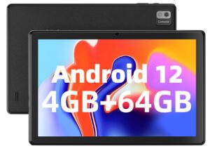 sgin tablet 10.1 inch android 12 tablets, 4gb ram 64gb rom tableta with octa-core processor(up to 2.0 ghz), fhd 1280x800, 2mp + 5mp camera, bluetooth 5.0, gps, 6000mah, supports tf card 256gb(black)
