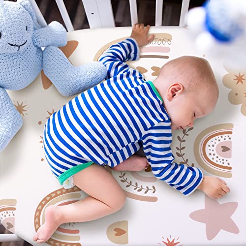 4 Pcs Baby Bassinet Sheets Soft Fitted for Baby Boys Girls Soft Cotton Animals Bassinet Sheet Cover Safe Comfort for Standard Bassinet Pads Rectangular Mattress Cradle, Zebra, Giraffe