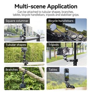 TELESIN Camera Monitor Super Clamp Mount 360 Ballhead Magic Arm with 1/4" 3/8" Port Bike Motorcycle Handlebar Attach Accessories for Canon Nikon DSLR GoPro Isnta360 Video Light Ronin-MX Freefly MOVI