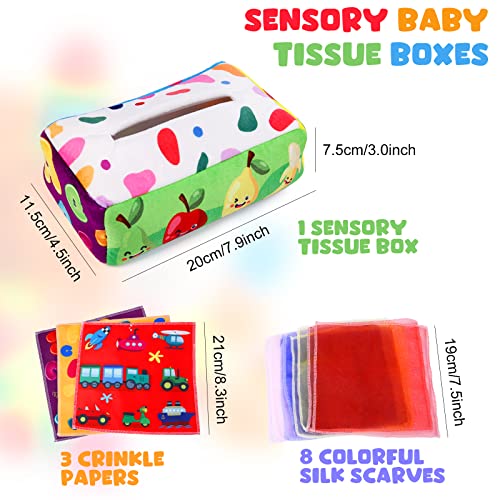 Baby Toys 6 to 12 Months - Baby Tissue Box Toy - Montessori Toys for 1 Year Old, Soft Stuffed High Contrast Crinkle Infant Sensory Toys, Boys&Girls Newborn Toys Kids Early Learning Toys Baby Gifts