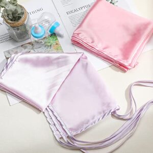 Hosuly 2 Pcs Satin Bassinet Sheet Baby Hair Soft Silk Feeling Sheet Baby Bassinet Sheets for Rectangle Cradle Bassinet Pad Mattress Boys and Girls Newborn and Infant (Pink and Purple)