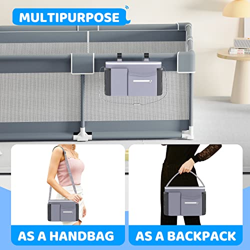 Hanging Diaper Caddy for Baby Playpen - Kidlebee Durable Diaper Organizer for Changing Table Portable Diaper Holder with Multiple Pockets for Baby Essentials on Crib Stroller Car