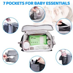 Hanging Diaper Caddy for Baby Playpen - Kidlebee Durable Diaper Organizer for Changing Table Portable Diaper Holder with Multiple Pockets for Baby Essentials on Crib Stroller Car