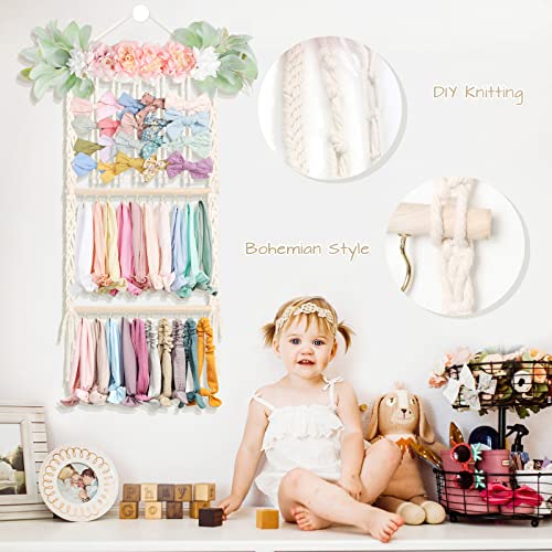 POVETIRE Headband Holder Bow Holder for Girls Hair Bows,Hair Bow Organizer Hair Accessories Display Storage Wall Hanging Decor for Baby Nursery Toddler Girls Room