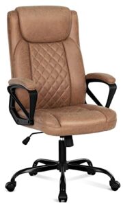 misolant office chair, executive desk chair, comfortable computer chair, executive chair thick armrest, big and tall office chair with adjust height, pu leather office chair (dark brwon)