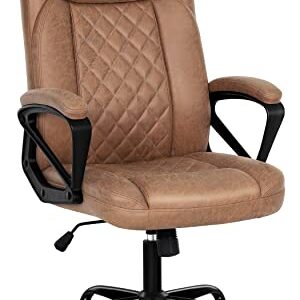 Misolant Office Chair, Executive Desk Chair, Comfortable Computer Chair, Executive Chair Thick Armrest, Big and Tall Office Chair with Adjust Height, PU Leather Office Chair (Dark Brwon)