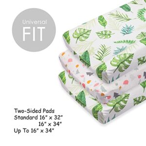 SnoozyNest Changing Pad Cover Set, 2 Pack Diaper Changing Table Cover Sheets Ultra Stretchy Snug Fitted Sheets for Baby Boys Girls (Tropic Garden)