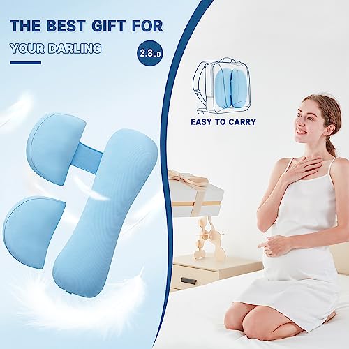 napz Pregnancy Pillows, Maternity Pillow Support for Backs, Hips, Legs, Belly, Pregnancy Must Haves, Soft Body Pillow for Pregnant Women and Baby with Detachable and Adjustable Pillow Cover (Blue)