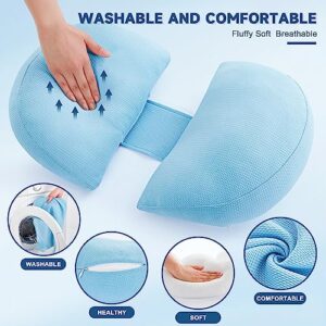 napz Pregnancy Pillows, Maternity Pillow Support for Backs, Hips, Legs, Belly, Pregnancy Must Haves, Soft Body Pillow for Pregnant Women and Baby with Detachable and Adjustable Pillow Cover (Blue)