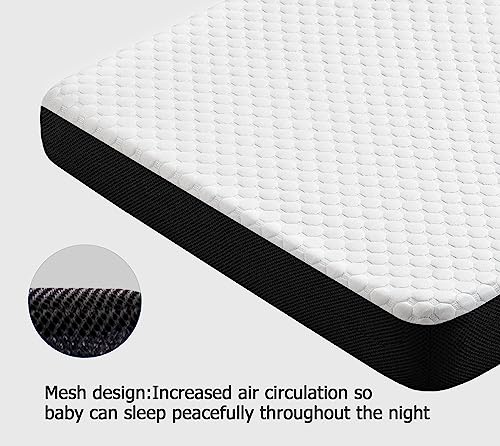 UBBCARE Waterproof Pack and Play Mattress, 38x24x3 Inches Memory Foam Playpen Mattress, Dual-Side Mini Crib Mattress for Baby & Toddler