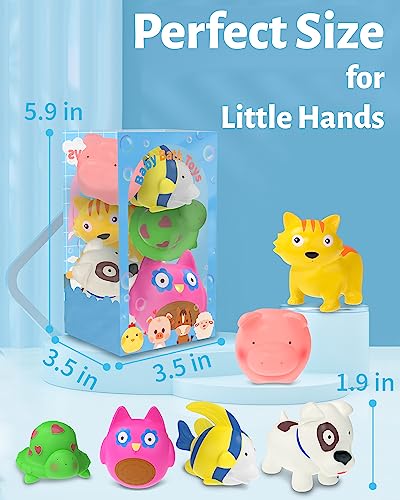 Mold Free Animal Baby Bath Toys for Toddlers 1-3 / Infants 6-12-18 Months, Toddler Bath Toys for 1 2 3 4 Year Old Girls Boys Gifts, No Hole Bathtub Toys, Pool Toys for Toddlers Age 1-2 (6 Pcs)