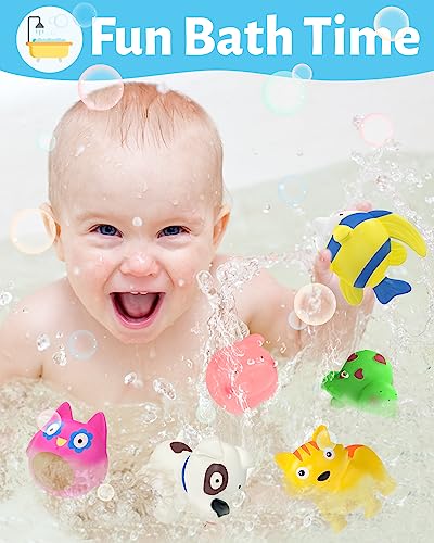 Mold Free Animal Baby Bath Toys for Toddlers 1-3 / Infants 6-12-18 Months, Toddler Bath Toys for 1 2 3 4 Year Old Girls Boys Gifts, No Hole Bathtub Toys, Pool Toys for Toddlers Age 1-2 (6 Pcs)