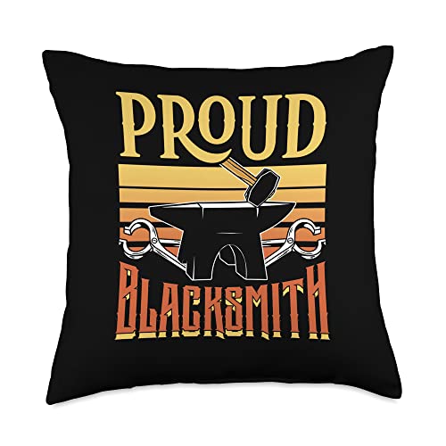 Forging Men Job Blacksmiths Forge Proud Hobby Blacksmithing Throw Pillow, 18x18, Multicolor