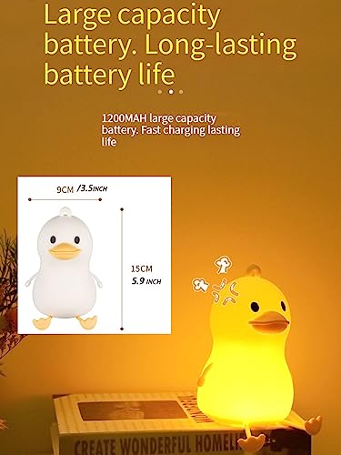 Hasdlga Duck Silicone Night Light,Cute Duck Kids Lamp,16 Colors Changing Remote Control Night Lights,Rechargeable Dimmable Nursery Lamps Bedroom Decor Birthday Xmas Gift