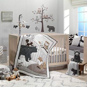 Lambs & Ivy Woodland Forest Gray Bears Nursery Lamp with Shade & Bulb