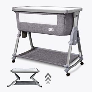 baby bassinet bedside sleeper for baby, foldable bedside crib, li’l pengyu free-installation foldable bedside co-sleeper with rocking cradle mode, come with comfy mattress& portable bag