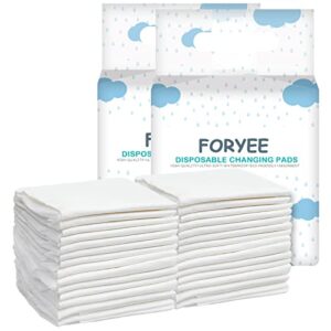 foryee disposable changing pad liners for baby 17 x 13 inches (100 pack) waterproof underpads soft non-woven fabric breathable changing pad for changing table - white