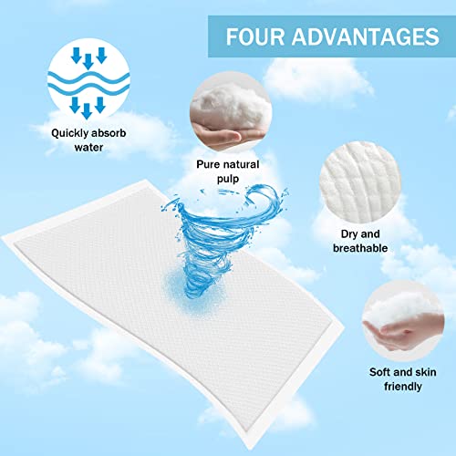 FORYEE Disposable Changing Pad Liners for Baby 17 x 13 Inches (100 Pack) Waterproof Underpads Soft Non-Woven Fabric Breathable Changing Pad for Changing Table - White