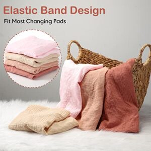 4 Pcs Cotton Diaper Changing Pad Cover Soft Muslin Changing Table Pad Cover Comfort Diaper Changing Pad Breathable Changing Table Sheets for Baby Boys Girls Gift Fit 32 x 16 Contoured Pad