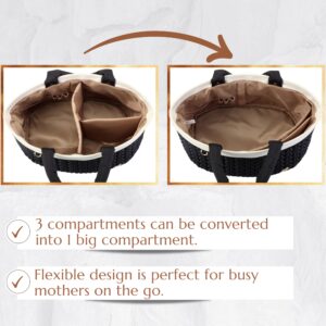 SEWBOO Baby Diaper Caddy Organizer Basket,Newborn Baby Diaper Bag Essential Items,Water Resistant,Large Capacity, Anti-Tear Lining (Black)