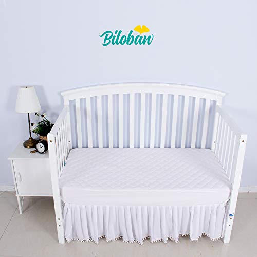 Crib Mattress Protector & Crib Bed Skirt, White