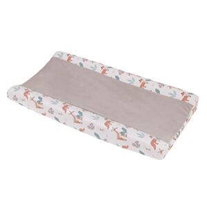 little love by nojo woodland meadow taupe, sage, tan and white forest friends super soft contoured changing pad cover