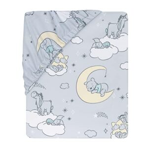 Lambs & Ivy Disney Baby Cozy Friends Winnie The Pooh Gray Fitted Crib Sheet