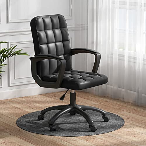 MDHP Executive Office Chair with Wheels, Pu Leather Task Chair Comfortable Height Adjustable Desk Chairs, Swivel High Back Computer Chair 330lbs Capacity(45x45x102cm(18x18x40in), Black)