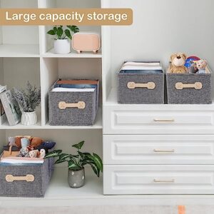 SOYOTA Stackable Storage Bins with 4 Pack ，Foldable Storage Containers Closet Organizer Set, Fabric Storage Boxes with Handles, Cube Linen Baskets for Home Bedroom Closet Office Nursery (P4)