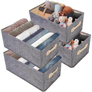 soyota stackable storage bins with 4 pack ，foldable storage containers closet organizer set, fabric storage boxes with handles, cube linen baskets for home bedroom closet office nursery (p4)