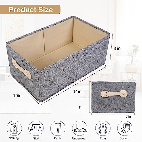 SOYOTA Stackable Storage Bins with 4 Pack ，Foldable Storage Containers Closet Organizer Set, Fabric Storage Boxes with Handles, Cube Linen Baskets for Home Bedroom Closet Office Nursery (P4)