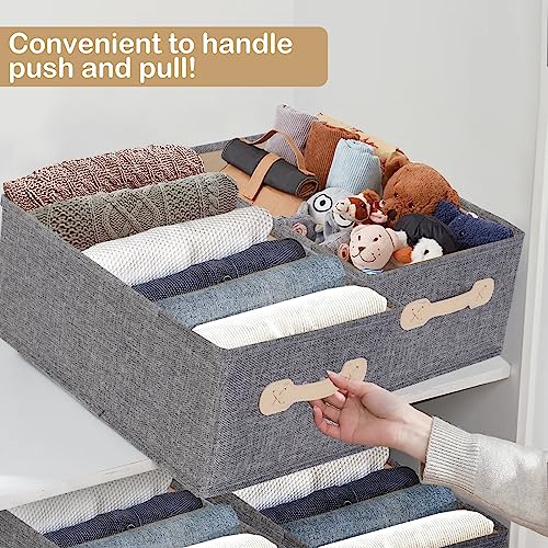 SOYOTA Stackable Storage Bins with 4 Pack ，Foldable Storage Containers Closet Organizer Set, Fabric Storage Boxes with Handles, Cube Linen Baskets for Home Bedroom Closet Office Nursery (P4)