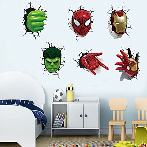 apfr Large Superhero Wall Stickers Boys Wall Decals Peel and Stick Room Decor Stickers for Boys Bedroom Living Room Playroom