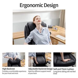 DYHOME High Back Office Chair Adjustable Lumbar Support Flip-Up Arms Black Leather Ergonomic Big and Tall Home Office Desk Computer Chair Comfortable Modern Executive Office Chair