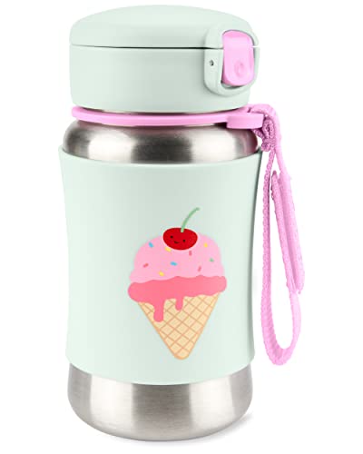 Skip Hop Toddler Sippy Cup with Straw, Sparks Stainless Steel Straw Bottle, Ice Cream