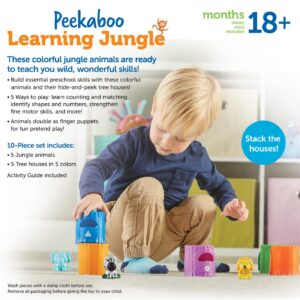 Learning Resources Peekaboo Learning Jungle Toddler,10 Pieces, Ages 18 Months+, Learning Toys, Baby Toys, Educational Toys, Fidget Toys, fine Motor Skills