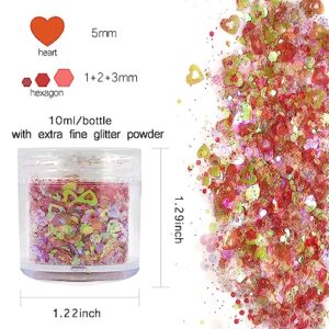 LoveOurHome 12 Colors Aurora Nail Glitter Flakes Iridescent Stars Heart Butterfly Flower Shaped Sequins Confetti Resin Accessories Sticker Acrylic Powder Decor for Nails, Crafts, Resin, Makeup