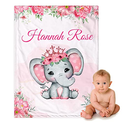 Personalized Baby Blanket for Girls Custom Baby Shower Blanket with Name Customized Name Receiving Swaddle Blanket for Infant Toddler Super Soft Fleece Blanket Kid Birthday Gift,Color2