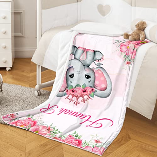 Personalized Baby Blanket for Girls Custom Baby Shower Blanket with Name Customized Name Receiving Swaddle Blanket for Infant Toddler Super Soft Fleece Blanket Kid Birthday Gift,Color2