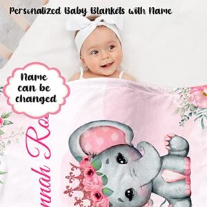 Personalized Baby Blanket for Girls Custom Baby Shower Blanket with Name Customized Name Receiving Swaddle Blanket for Infant Toddler Super Soft Fleece Blanket Kid Birthday Gift,Color2