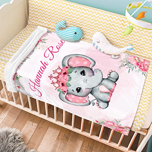 Personalized Baby Blanket for Girls Custom Baby Shower Blanket with Name Customized Name Receiving Swaddle Blanket for Infant Toddler Super Soft Fleece Blanket Kid Birthday Gift,Color2