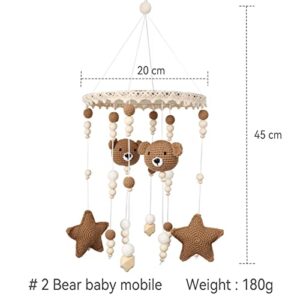 Baby Mobile for Crib - Bear Baby Crib Mobile - Boho Crib Mobile - Crib Mobile for Boys, Girls - Baby Mobile for Bassinet, Pack n Play