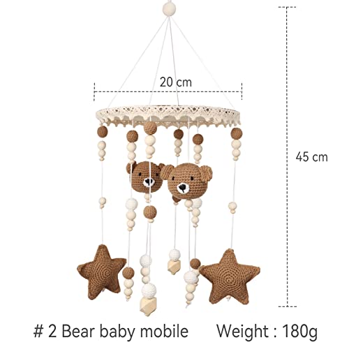 Baby Mobile for Crib - Bear Baby Crib Mobile - Boho Crib Mobile - Crib Mobile for Boys, Girls - Baby Mobile for Bassinet, Pack n Play