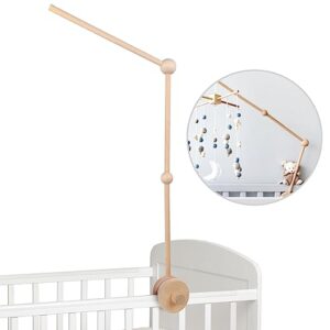 crib mobile arm - rotating wooden mobile arm for crib 28-33 inch baby mobile hanger nursery mobile stand for crib (pzarm001) (zhijia) (log color)