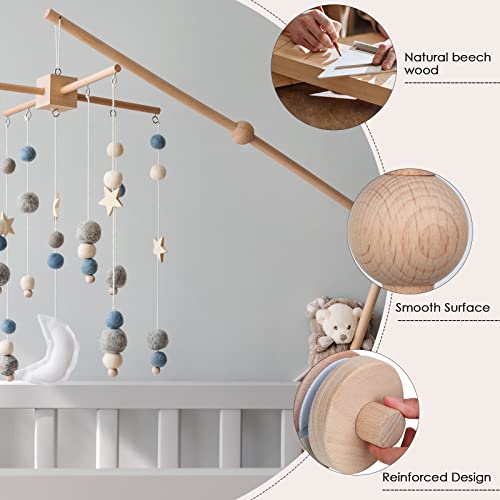 Crib Mobile Arm - Rotating Wooden Mobile Arm for Crib 28-33 inch Baby Mobile Hanger Nursery Mobile Stand for Crib (PZARM001) (zhijia) (Log Color)