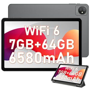 blackview tablet android 12 tab 8 wifi tablets 10.1 inch 7gb(4+3 expand) ram+64gb/1tb rom quad core processor 6580mah 1280×800 hd+ips display 13mp+8mp daul camera wifi 6 bt 5.0 gms gray
