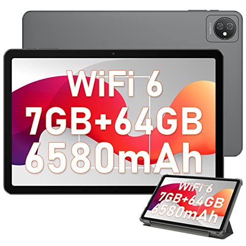 Blackview Tablet Android 12 Tab 8 WiFi Tablets 10.1 Inch 7GB(4+3 Expand) RAM+64GB/1TB ROM Quad Core Processor 6580mAh 1280×800 HD+IPS Display 13MP+8MP Daul Camera WiFi 6 BT 5.0 GMS Gray